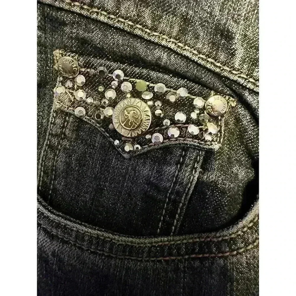 Lawman Women’s Sz 9 Studded Denim Western Jeans Rhinestone Bling Flap Pocket - Picture 8 of 9